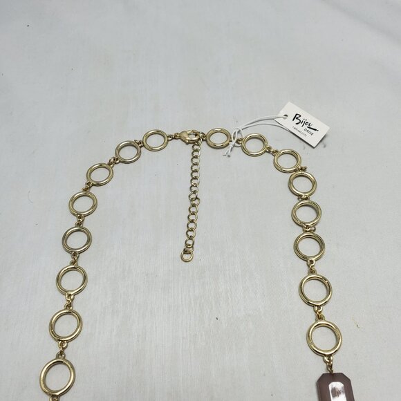 Bijou gold chain link with rose quartz necklace - Picture 5 of 7